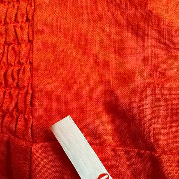 Cynthia Rowley Linen Red/Orange Button down Dress with pockets 4 - Picture 10 of 10